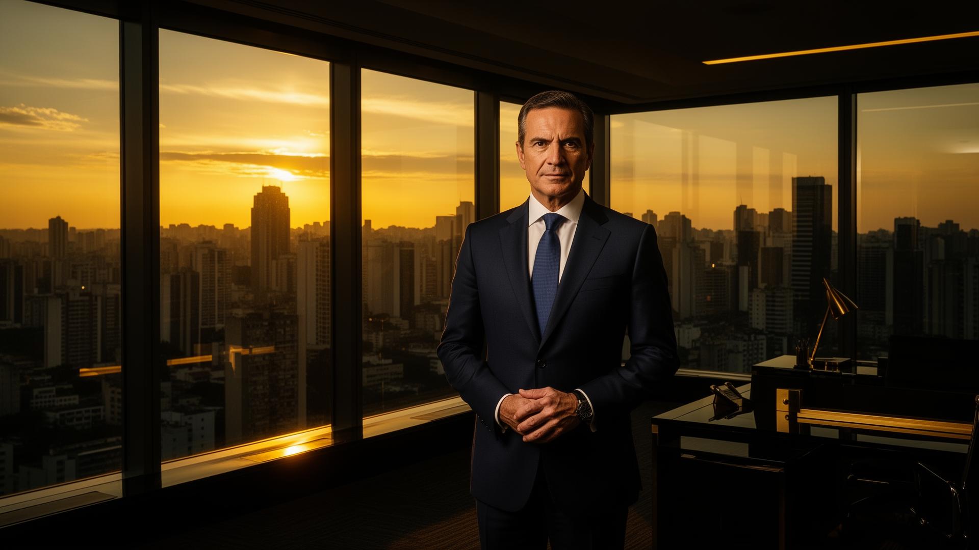 Executivo GOLDEN ADLER em ambiente corporativo premium em São Paulo